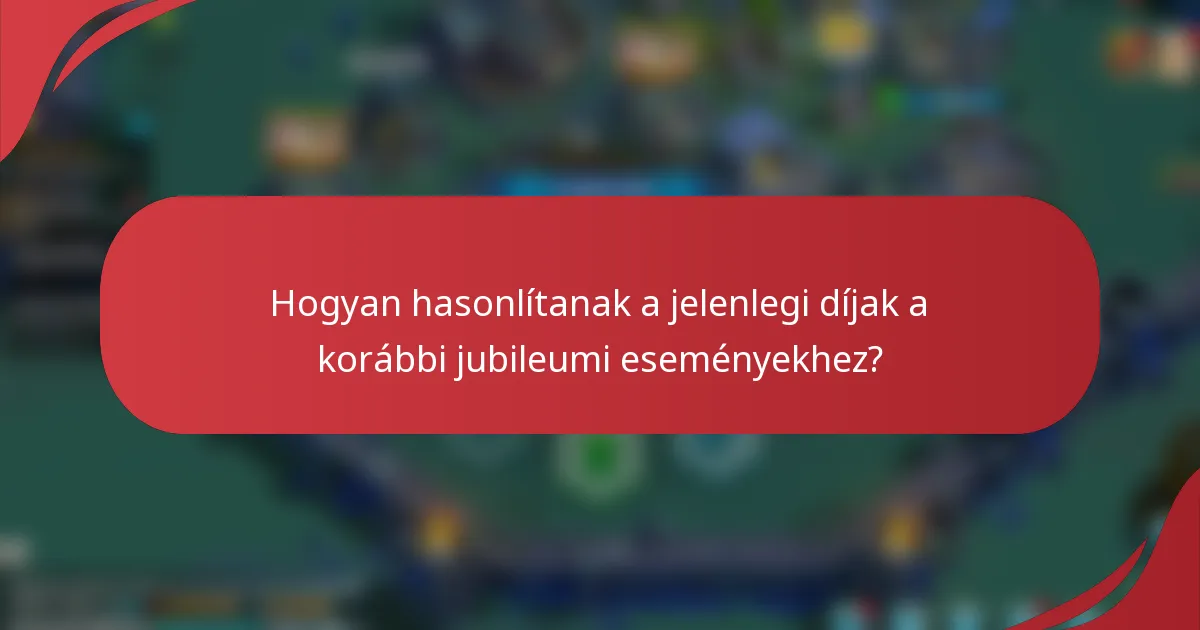 Hogyan hasonlítanak a jelenlegi díjak a korábbi jubileumi eseményekhez?