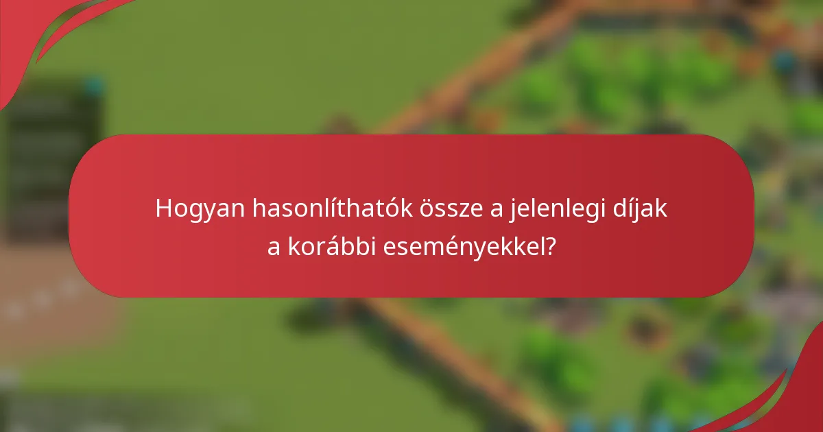 Hogyan hasonlíthatók össze a jelenlegi díjak a korábbi eseményekkel?
