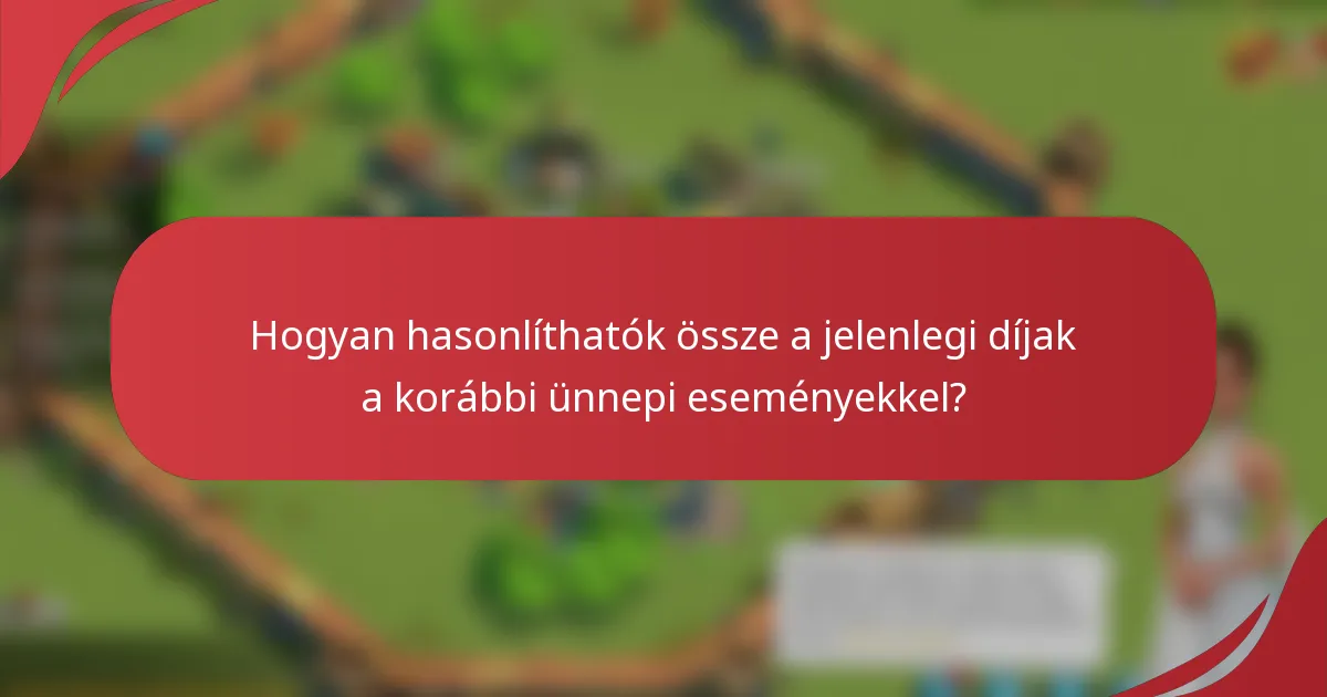 Hogyan hasonlíthatók össze a jelenlegi díjak a korábbi ünnepi eseményekkel?